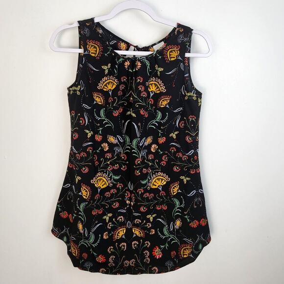 CAbi Black Legends Floral Blouse Size XS Cabincore Office Work Career Spring - Picture 1 of 4